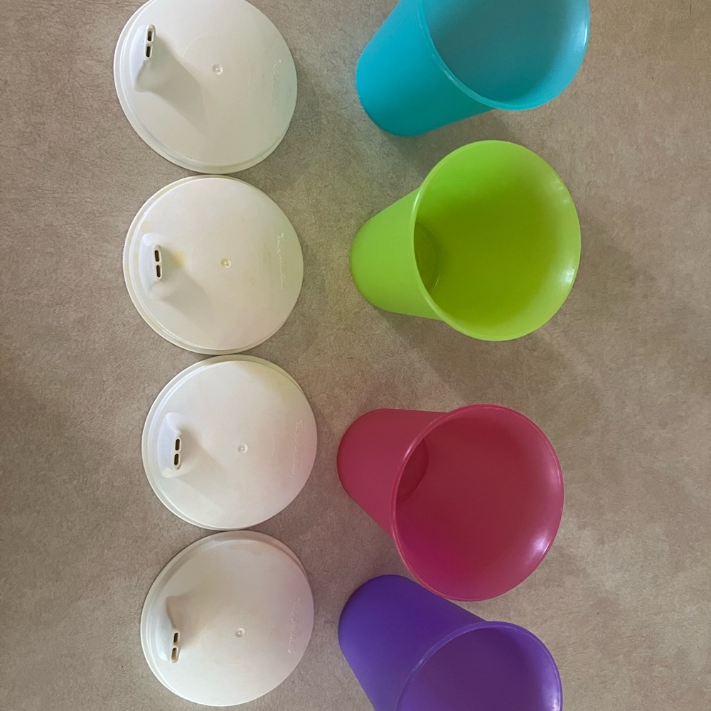 Tupperware Colorful Sippy Cups with Lids